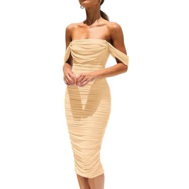 Imagem de Vestido PRETTYGARDEN 2025 Verão Ombro a Ombro Franzido G Large