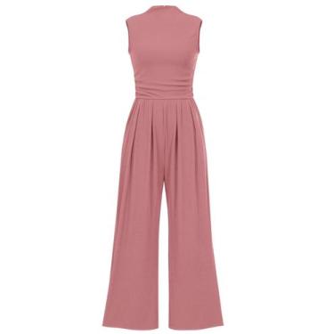 Imagem de Macacão Feminino PRETTYGARDEN Sem Mangas Rosa Antigo Tamanho G