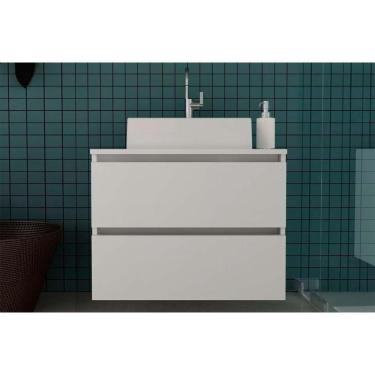 Imagem de Bancada De Banheiro Suspenso Bn3607 2 Gavetas Cor Branco - Tecno Mobili
