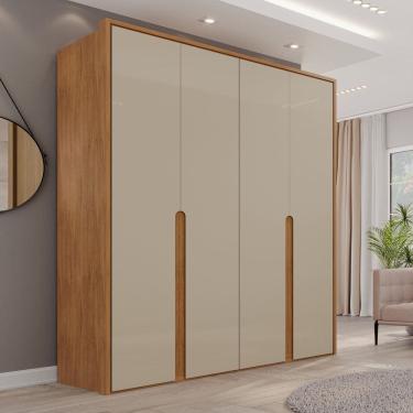 Imagem de Guarda-roupa 4 Portas 3 Gavetas Lizz Cedro/Off White