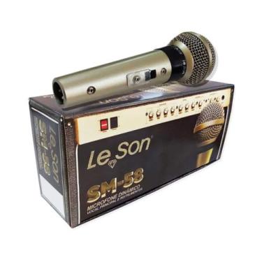 Imagem de Microfone Profissional SM58 Plus Champagne Metálico Cabo P10 XLR 5M Le