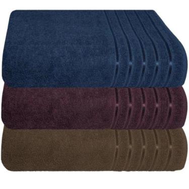 Imagem de Kit 3 Toalhas Banhão 100% Algodão 90x150 Cm Teka Comfort, Marinho - Vi