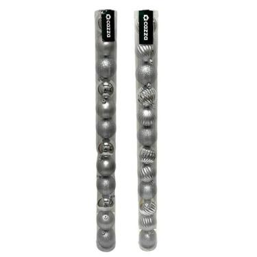 Imagem de Bola de Natal 6cm Prata 12 Peças Tubo Cazza