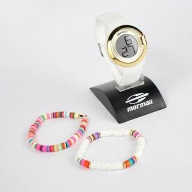 Imagem de Kit Relógio Mormaii Luau Branco + Pulseiras - MO13001E/K8B-Feminino