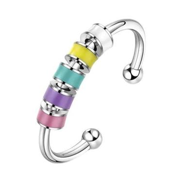 Imagem de Anel Giratório De Cristal Feminino Fofo Com Contas Para Alívio Da Ansi