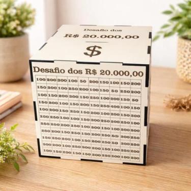 Imagem de Cofre Japonês Caixa Desafio Mil a 20 Mil De Economia Em MDF Cofrinho M