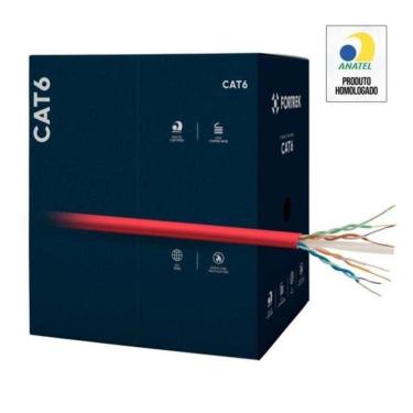 Imagem de Cabo De Rede Cat6 305m Fortrek Fk 510c Cmx Vermelho - Cx - 305
