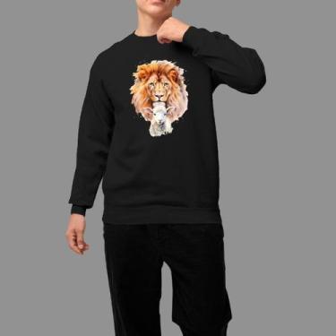 Imagem de Moletom Gola Careca Basico Masculino Casual Confortável Inverno Blusa 