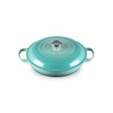 Imagem de CAÇAROLA BUFFET LE CREUSET SIGNATURE 30CM EM FERRO FUNDIDO AZUL COOL MINT 21180304962430