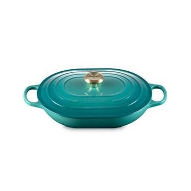 Imagem de PANELA OBLONG LE CREUSET SIGNATURE 31CM EM FERRO FUNDIDO BLEU RIVIERA 21112310994450