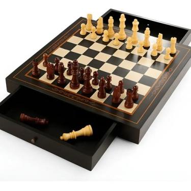 Imagem de Jogo De Xadrez Tabuleiro Magnético Madeira Com Gaveta Luxo - Ferora Ho