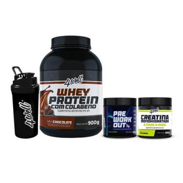 Imagem de Kit Ganho de Massa Whey Protein 900g + Creatina 300g + Pré-Treino 300g
