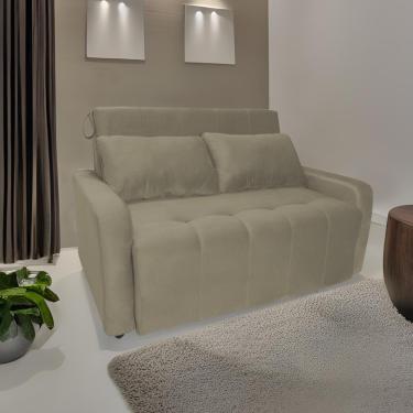 Imagem de Sofá Cama Para Sala De Estar Amora New Suede - Bege Bege