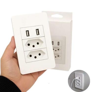 Imagem de Tomada Elétrica com Usb Embutido 3 Pinos - Rick Imports