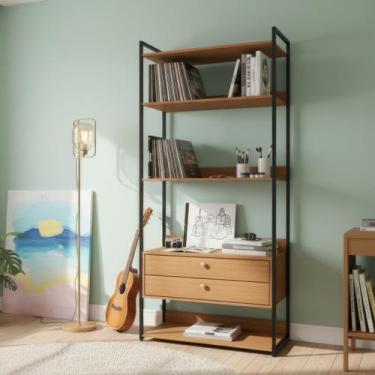 Imagem de Armário Multiuso Estante Organizadora 2 Prateleiras 3 Gavetas - Kappes