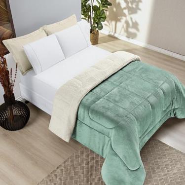 Imagem de Kit Coberdrom Edredom Sherpa Queen Dupla Face Pele de Carneiro + Jogo 