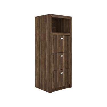 Imagem de Armário Multiuso com 3 Gavetas e 1 Nicho - Nogal - Tecno Mobili