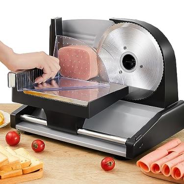 Imagem de Fatiador EléTrico, Plaina De Carne Manual DoméStica, Ajuste De Espessura De 0-15mm, Com LâMina De 7,5", Corte De Cordeiro/Presunto De 200W, Para Carne Congelada, Torradas, Salsichas,Black