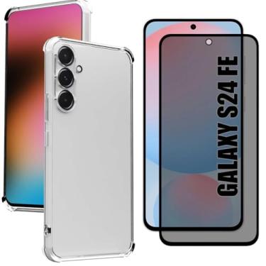 Imagem de Kit Capa Capinha Transparente Para Samsung Galaxy S24 FE e Película De Vidro Privacidade