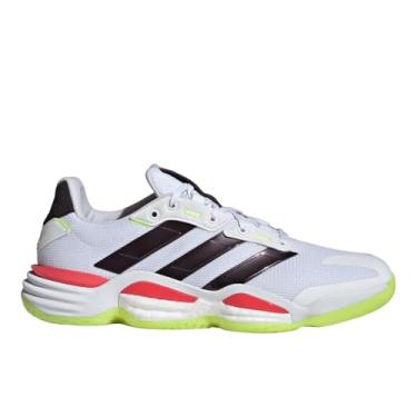 Imagem de Adidas Tênis masculino Stabil 16 para uso interno, Branco/Aurora Met./Aurora Plum, 39