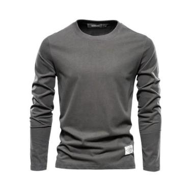 Imagem de Camiseta Masculina 100% Algodão De Manga Comprida, Casual, De Alta Qua