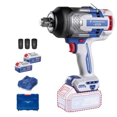 Imagem de Chave de Impacto Tramontina by TOTAL 3/4" 20V 1350 N.m Brushless com 2 Baterias 5Ah e Maleta