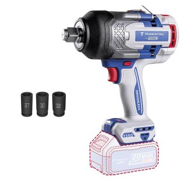Imagem de Chave de Impacto Tramontina by TOTAL 3/4" 20V 1350 N.m Brushless Força Industrial com LED