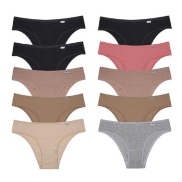 Imagem de Kit 10 Calcinhas DelRio Biquíni Cotton 512422, Sortido k1, P