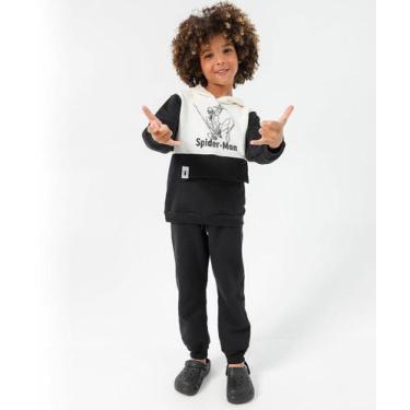 Imagem de Conjunto Infantil Moletom Homem Aranha Tam 4 a 10 Preto - Marvel, Pret
