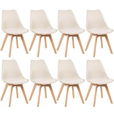 Imagem de Kit 8 Cadeiras Laráz Leda com Assento Estofado - Creme - Laraz