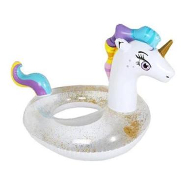 Imagem de Boia Inflável Unicórnio Com Glitter Dourado 120Cm Piscina - Importway