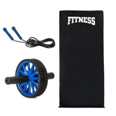 Imagem de Kit Corda Pular Colchonete Roda Abdominal Fitness Academia Profissional-Unissex