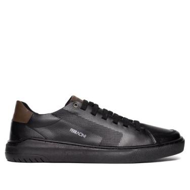Imagem de Sapatênis Masculino Ferracini Glow Couro Preto, Preto, 41