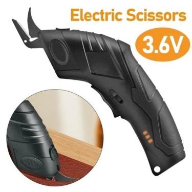 Imagem de Tesoura Elétrica para Tecidos Usb Recarregável com Corte Forte Eficiente Bivolt Preto Oem