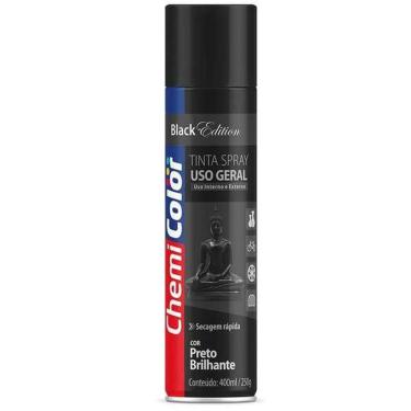 Imagem de Tinta Spray Chemicolor Brilhante Preto 400ML Uso Geral com Boa Cobertura e Alto Rendime...