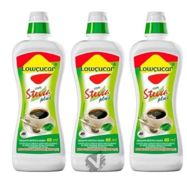 Imagem de Kit 3 Lowcucar Adoçante Liquido Plus Com Stevia 65Ml