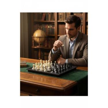 Imagem de 2x Mini Xadrez Magnético Dobrável  Peças Madeira 19,3cm - Congratulati