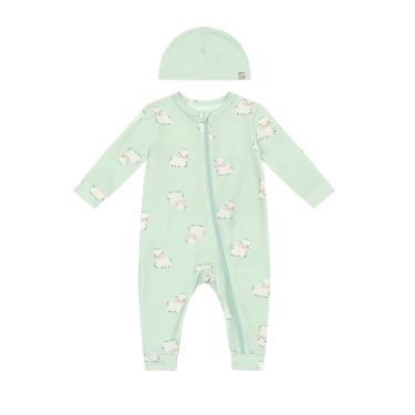 Imagem de Macacão bebê unissex em cotton com touquinha Brandili Baby-Unissex