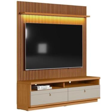 Imagem de Rack Para Sala De Estar Com Painel Ripado Para 75 Pol Orizon L05 Natur