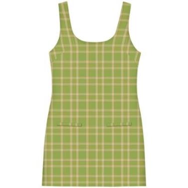 Imagem de Vestido Curto Xadrez De Alças Largas Em Algodão Peletizado-Feminino