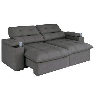 Imagem de Sofá Retrátil e Reclinável 4 Lugares 2,40m com Porta Copos Liz