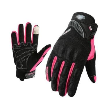 Imagem de Luvas De Motocicleta Femininas Em Rosa E Roxo Com Tela Sensível Ao Toq