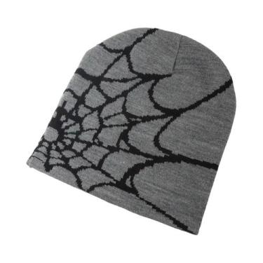Imagem de Gorro Unissex Quente De Tricô Com Design De Teia De Aranha, Estilo Y2K
