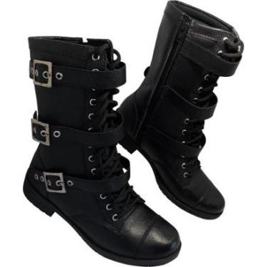 Imagem de Bota Moda Pé Coturno Punk Rock Fivelas Feminina-Feminino