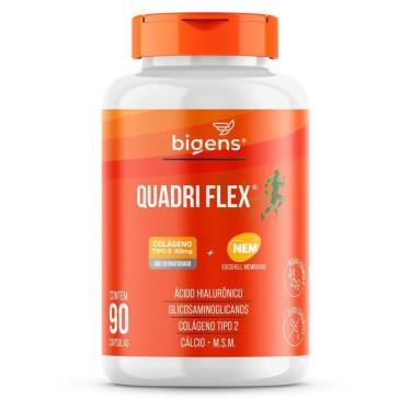 Imagem de Colágeno Tipo 2 Quadri Flex NEM (Glucosa Condroitin) Hialurônico Cálcio 90 Caps - Bigen...