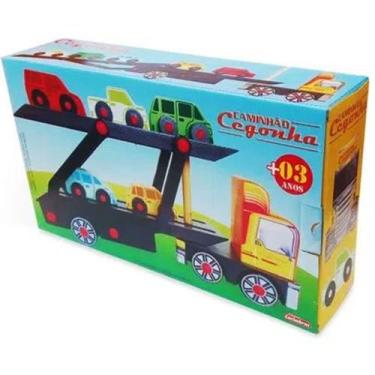 Imagem de Caminhão Cegonha Brinquedo Educativo e Pedagógico em MDF - Carimbrás