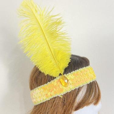 Imagem de Faixa de Lantejoulas com Pena Lateral - Pistache Acessórios, Amarelo