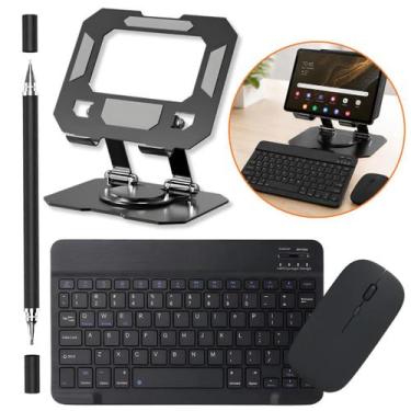 Imagem de Kit para Tablet Teclado Mouse Bluetooth Com Suporte e Caneta Touch ABN