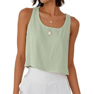 Imagem de Camiseta regata de linho Mywinway 2026 Primavera Verão para mulheres