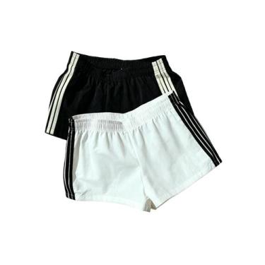 Imagem de Shorts de corrida MakeMechic listrados em preto e branco para mulheres